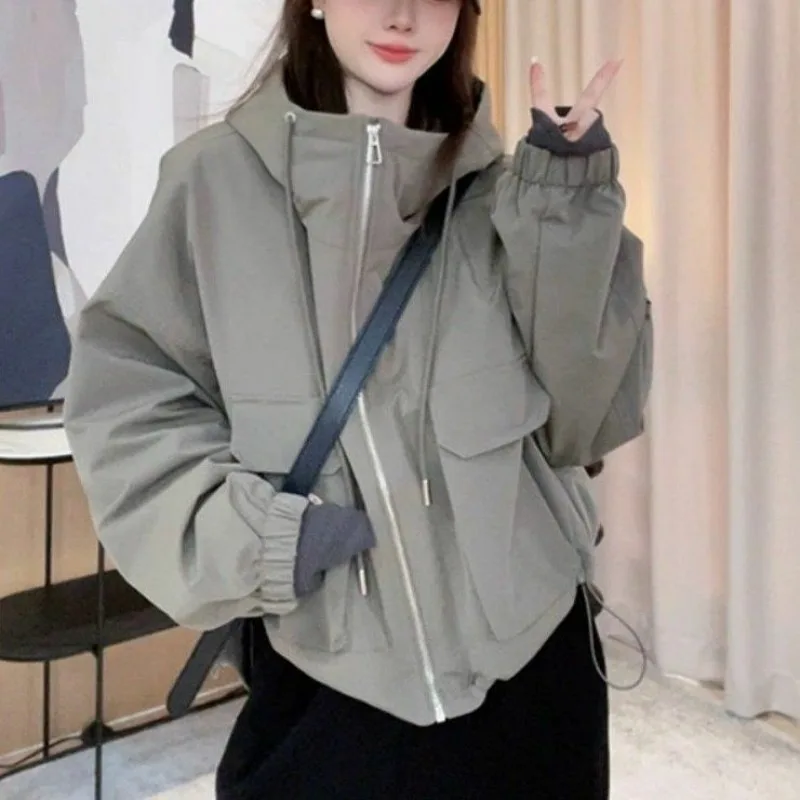 Women Winter High-end American-style Cotton-padded Jacket Popular Hit Coat New Short Style Fleece Workwear Cotton-padded Jacket