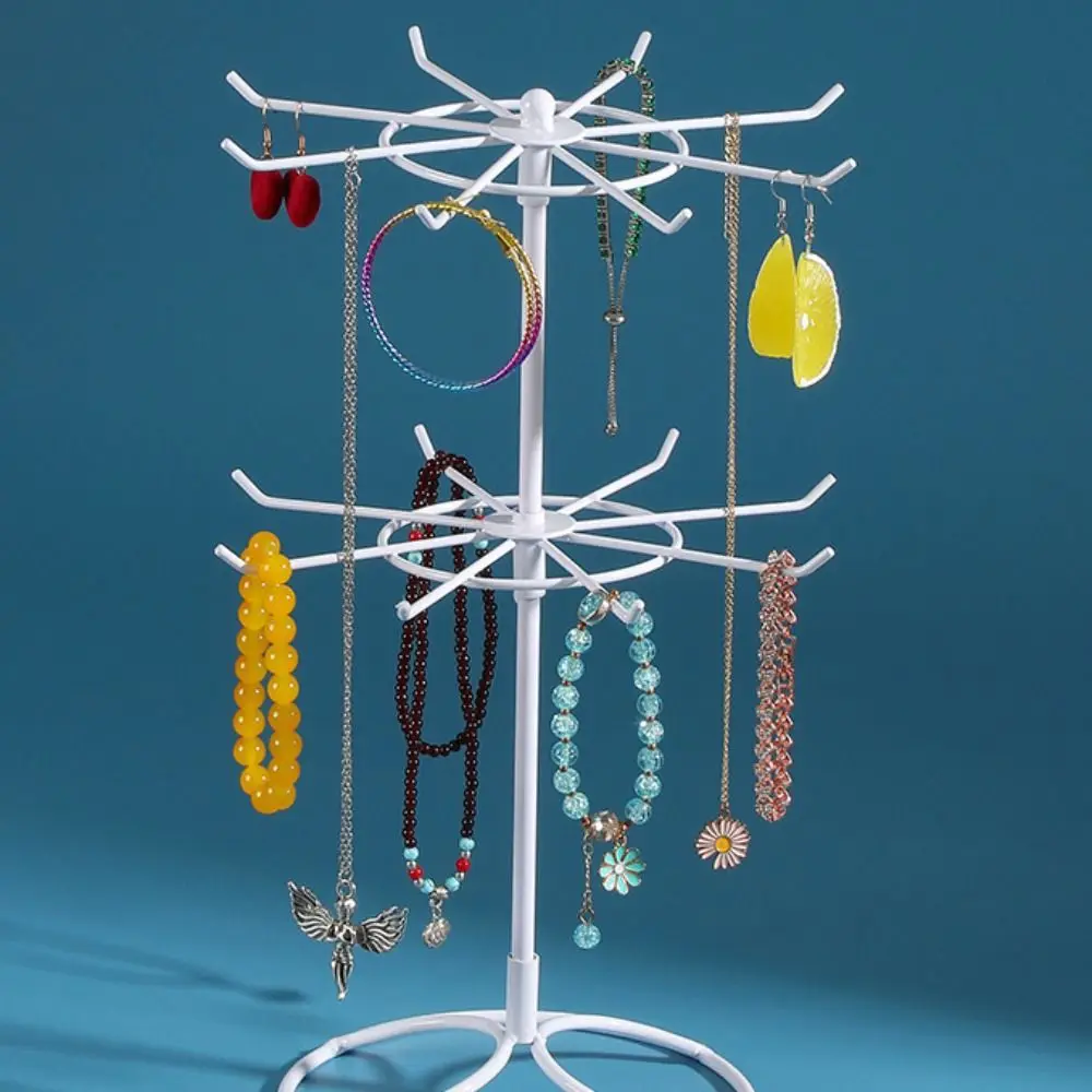 New 2 Tier Jewelry Display Stand Metal Earrings Rings Display Organizer Black White Trinkets Display Rack Watches Organizer