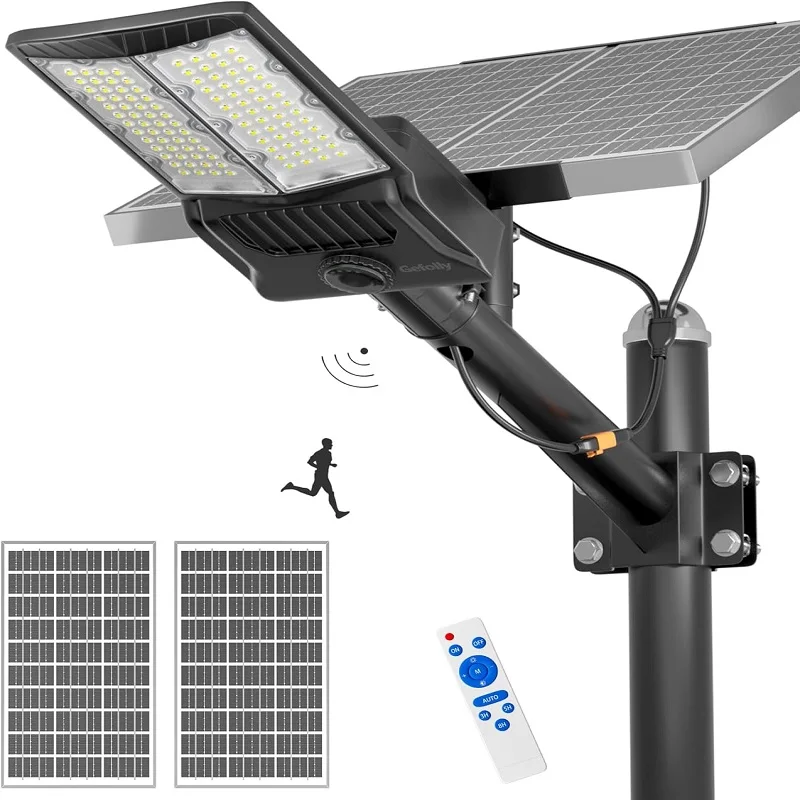 Solar Street Lights Outdoor Ultra-Large Parking Lot Lights Commercial Waterproof Solar Power Flood Security Lamps for Garage
