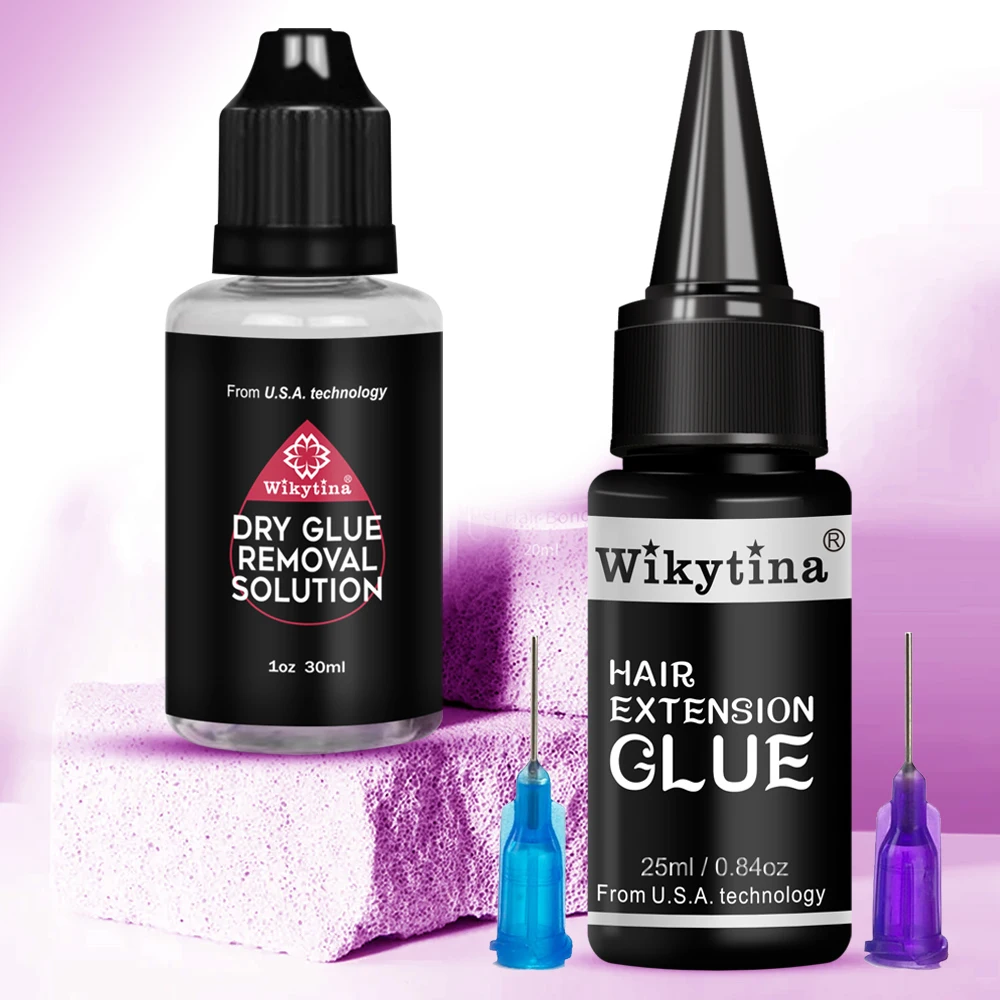 UV Light Hair Extension Glue Set for Tape Hair Extension Remover Dry Glue Removal Solution Fast Grafting Gule and Remover