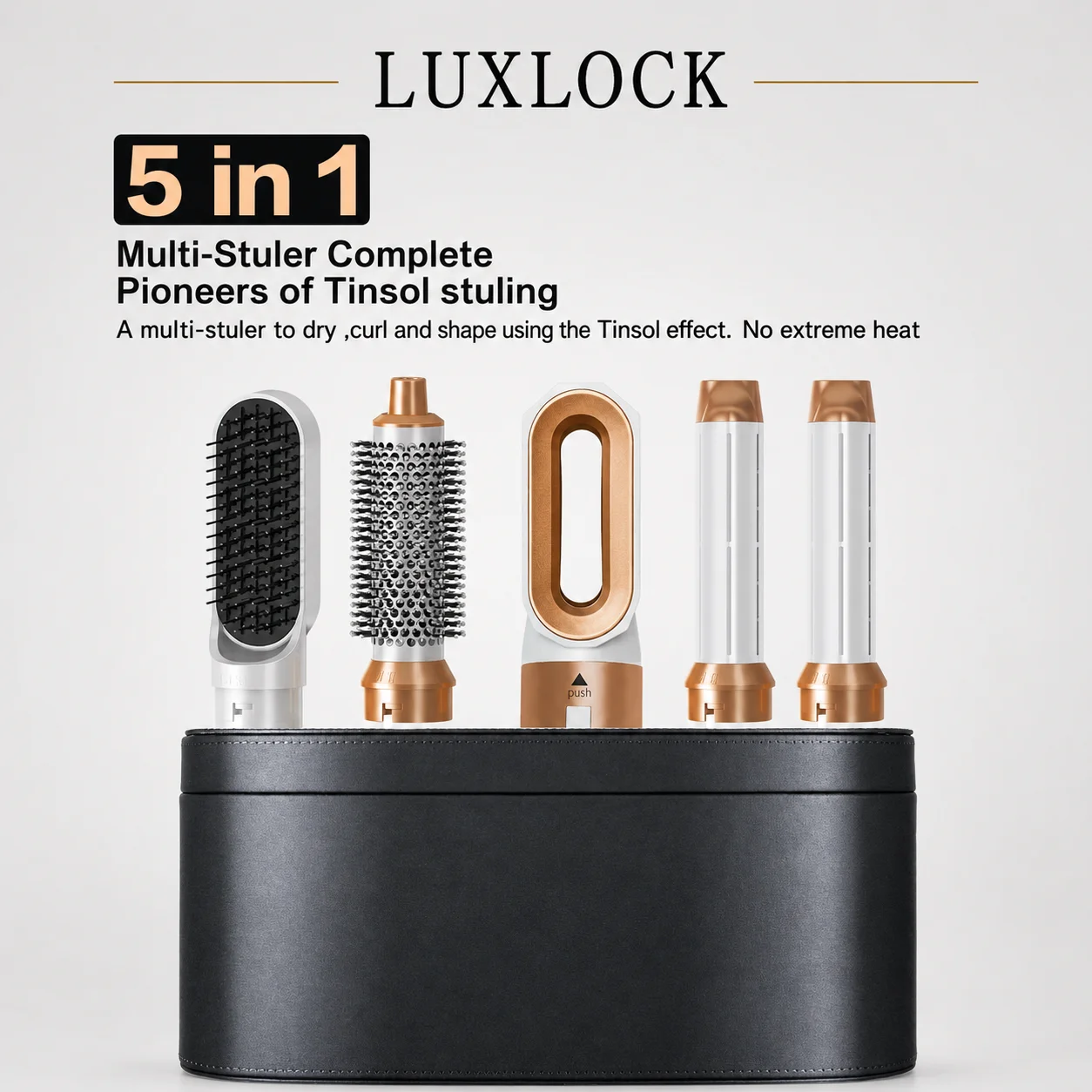 LUXLOCK 5-In-1 Hair Dryer Curling Iron Hot Air Comb Dyso Air Bag Hair Dryer Styling Tool Straightener Hairdressing Tool Gift
