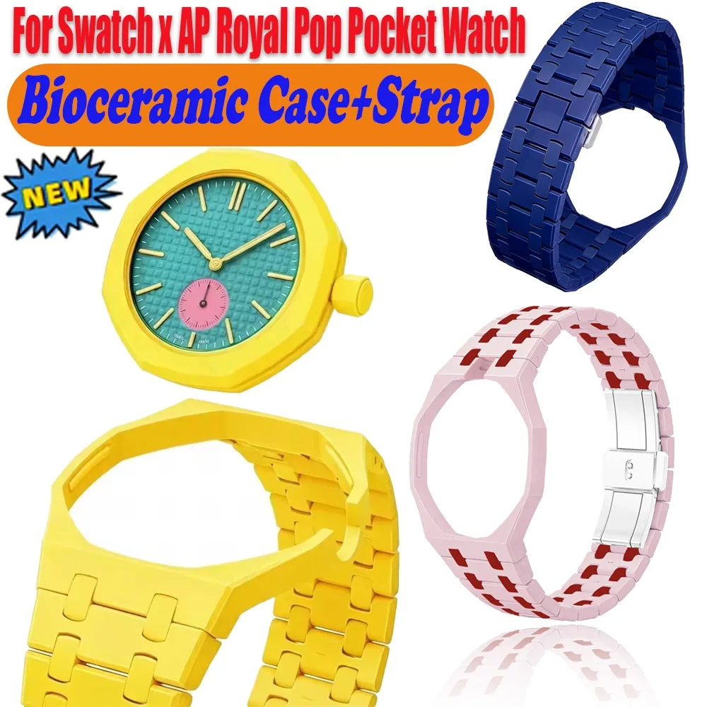 Bioceramic Case+Strap for Swatch X AP Royal Pop Pocket Watch Changer To Wristwatch Band Modification Set Kit Royal Pop Wristband