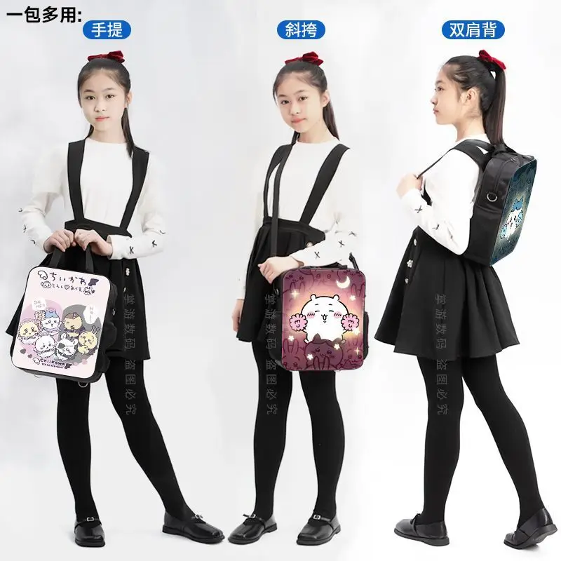 New Girl Chiikawa Canvas Bag Large Capacity Shoulder Bag Student Tuition Bag File Handbag Bags for Woman Anime Figure