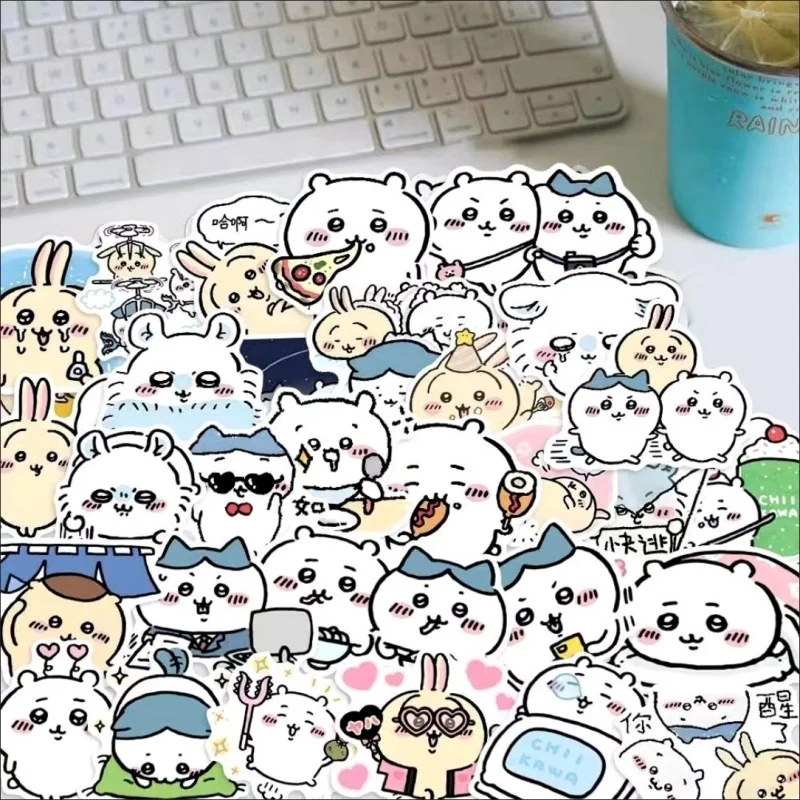 60pcs Cute Chiikawa Stickers DIY Waterproof Vinyl Scrapbook Water Cup Phone Case Lovely Cartoon Anime Sticker Kids Gift Toy