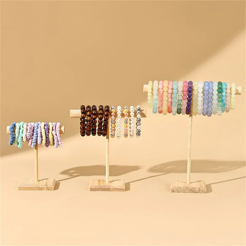 Wood Jewelry Props Display Stand Storage Holder Bracelet Necklace Pendant Hair Band Desktop Retail Counter Jewelry Showcase