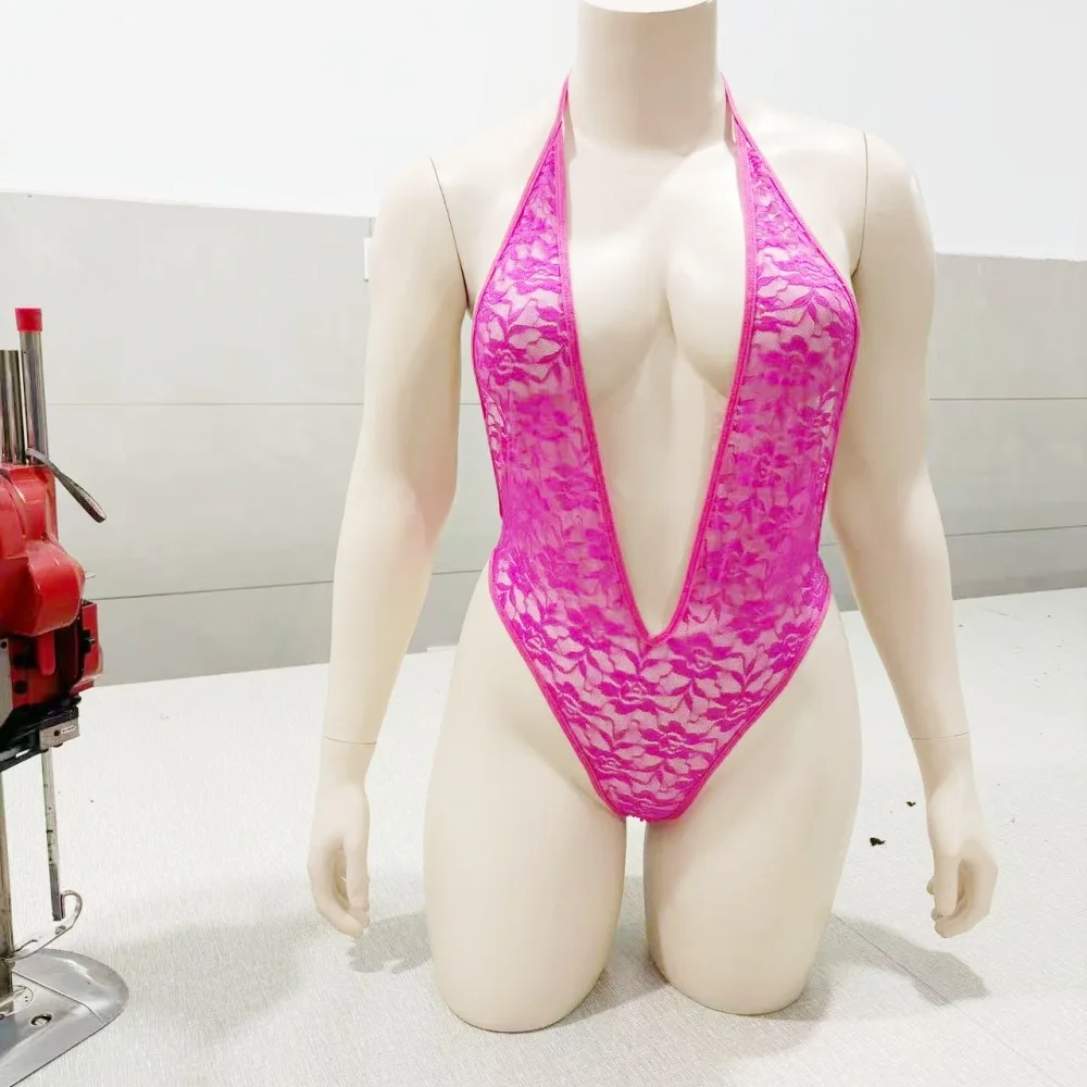 Women Sexy Transparent Bikini One Piece Swimwear High Cut Sheer Bodysuit Nightclub Lingerie Beach Holiday Exotic Outfit White