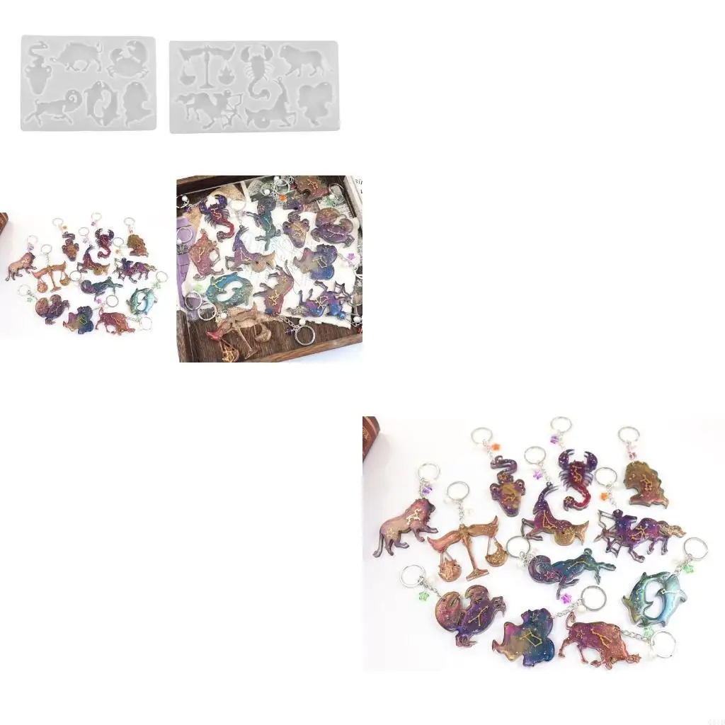 2x Constellations Resin Mold Animal Pendant Epoxy Silicone Mold for Keychain