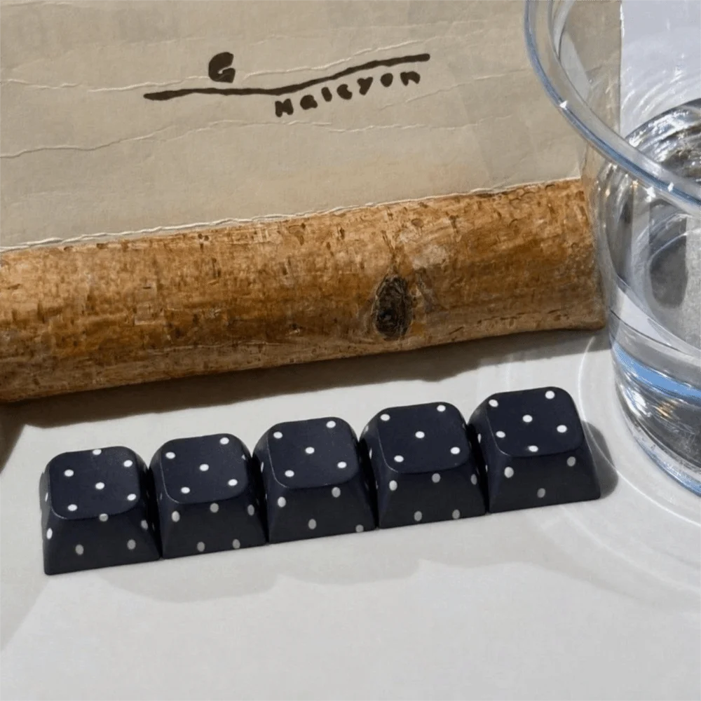 5 Pcs Handmade Craft Polka Dot Keycaps Push Button Switch Novelty Design Switch Tester Keychain Custom Gaming Type