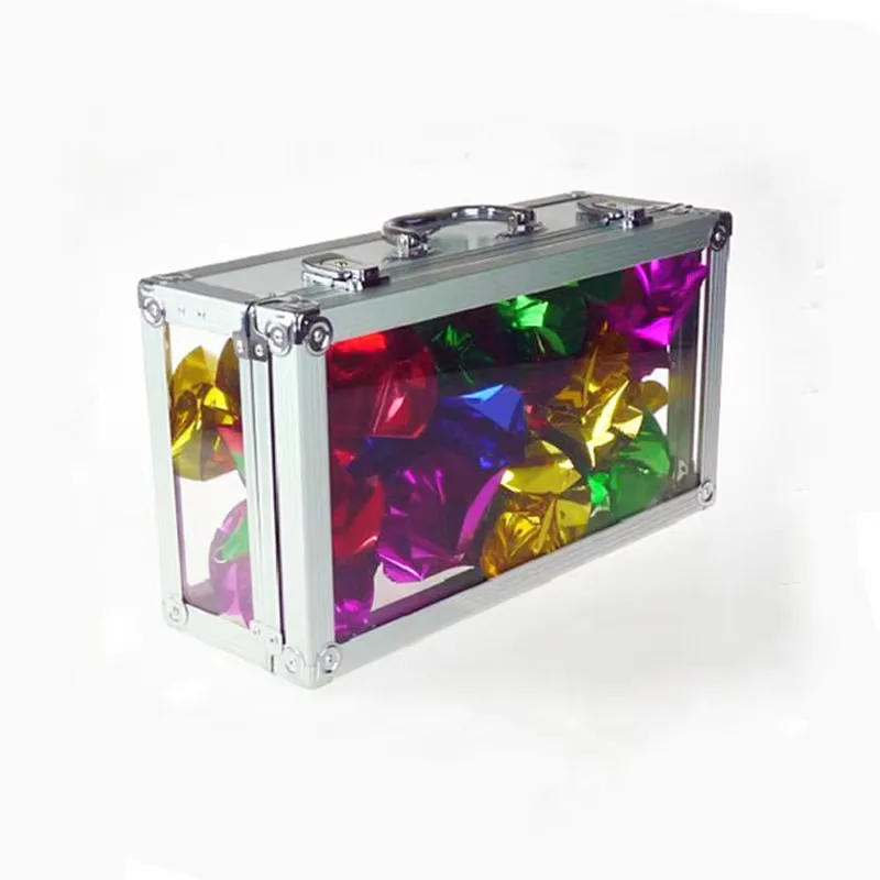 Glassy Briefcase Magic Tricks Fun Stage Empty Crystal Briefcase Magicians Appearing Bills Flowers Magia Illusions Gimmick Props