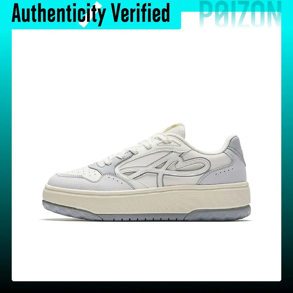 Anta Slip Resistant Abrasion Resistant Low top Skateboard Shoes Women's White Gray 122538035-1