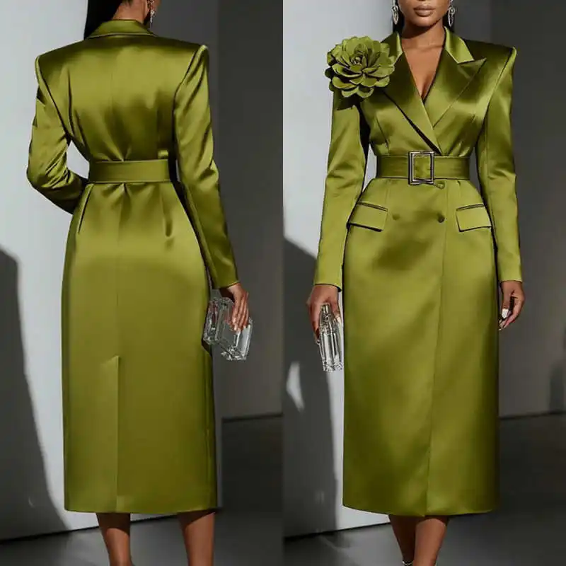 Bright Mother Suits Flowers 1 Piece Set Jacket Women Blazer Double Breasted Sashes Female Wear Ladies Suit Customized