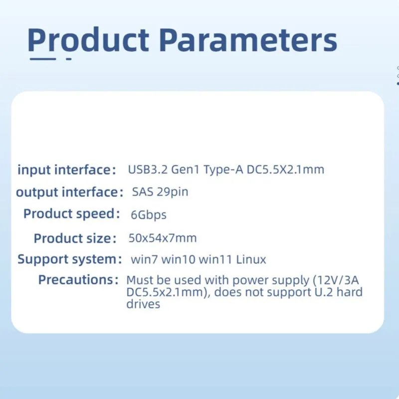 DT21 SAS to USB 3.0 Adapter SFF-8482 to USB 3.2 Gen1 6Gbps for 2.5 Inch HDD SSD with Power Supply