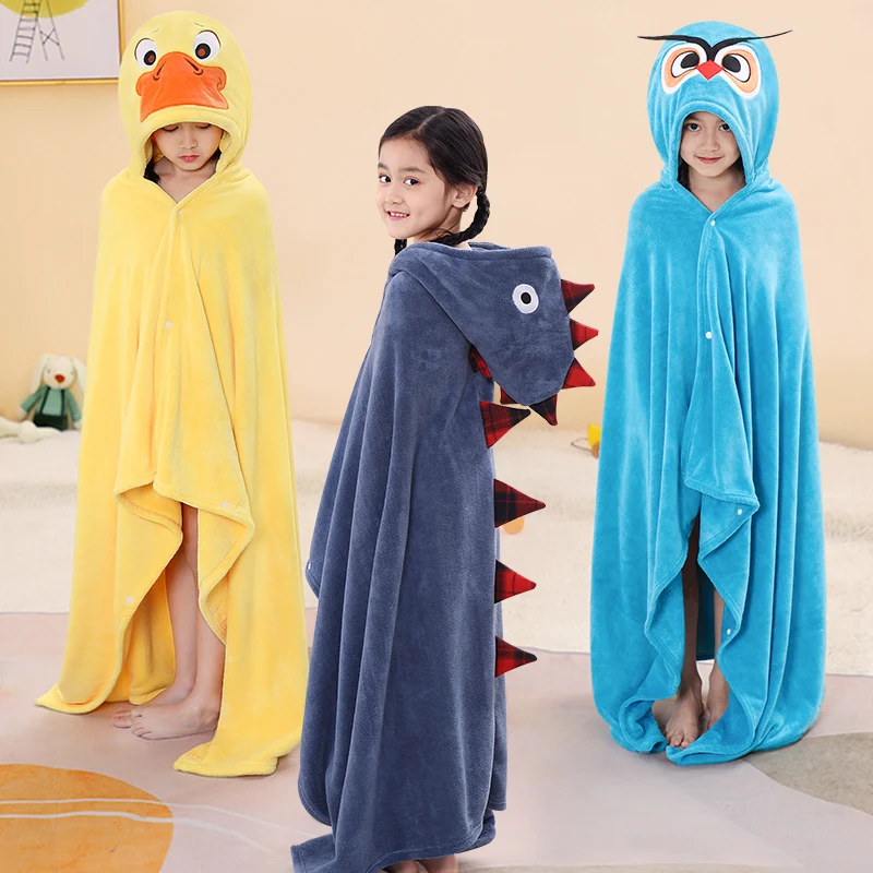 Baby Bath Hooded Towel Absorbent Large Bath Robe Kids Wearable Blanket Children Bathrobe Bathroom Boy Girl Shower Poncho Towels
