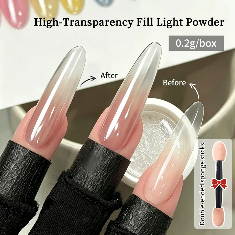 1 Box High Transparency Fill Light Nail Powder Clear Glass Effect Powder Summer DIY Manicure Refined Vibe Flash Powder