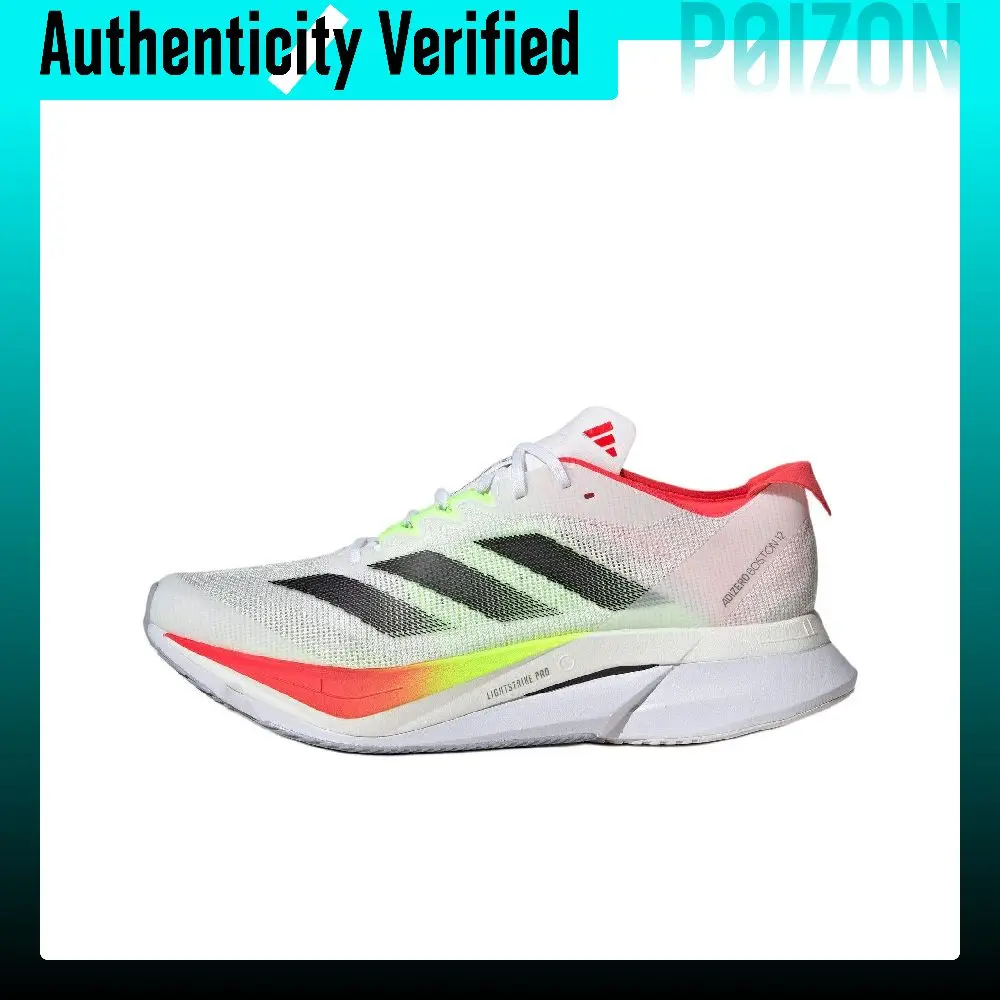 Adidas Adizero Boston 12 Breathable Low top Training Long Distance Running Shoes Unisex White Black JQ2552