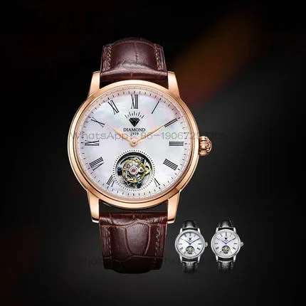 Shanghai Diamond brand men's  high-end tourbillon automatic mechanical watch Fritillary hollow dial waterproof advanced watch