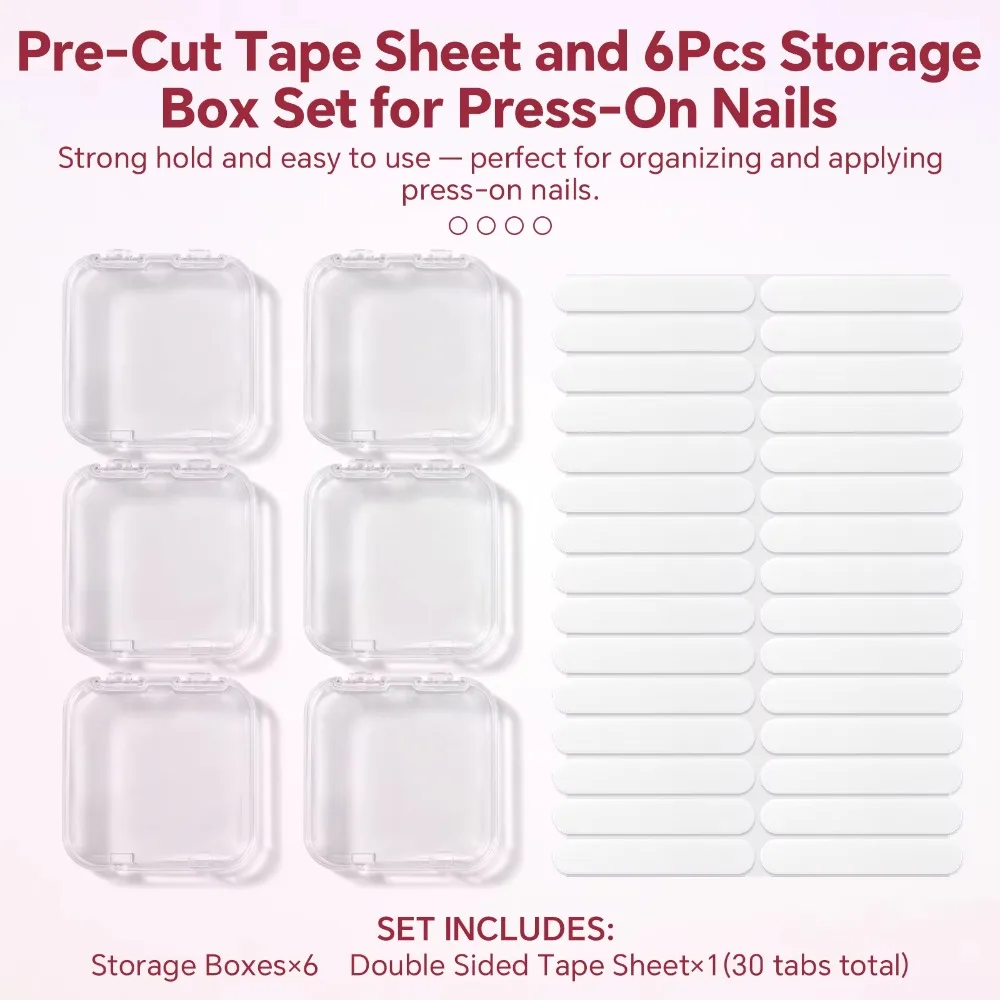 Press-On Nail Adhesive Sheets, 30Pcs Double-Sided Nail Glue Stickers, Transparent Fake Nail Adhesive Tabs for False Nail Tips
