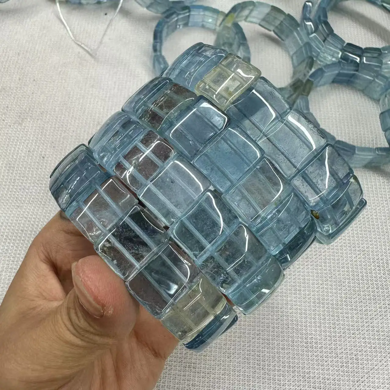 AAAAA Natural Mix Blue Topaz Square Bangle Loose Beads for Jewelry For Woman Making DIY Bracelet For Gift Accessories Wholesale