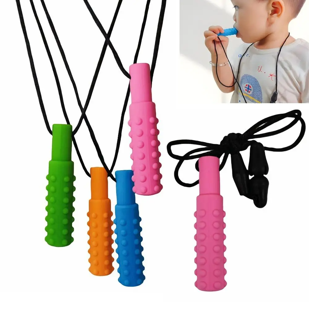 Creative Silicone Kids Teether Necklace Pacifier Pendant Baby Care Chewy Pendant Sensory Chew for Autism ADHD Biting