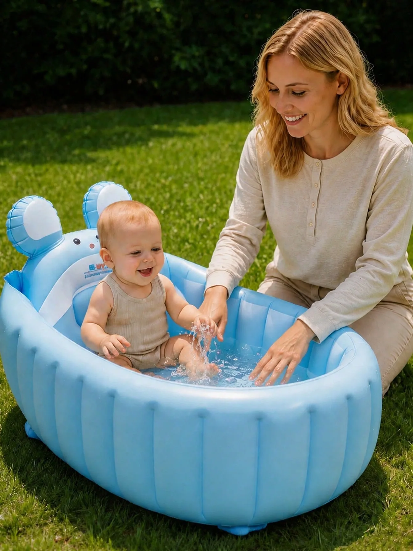 Foldable Inflatable Baby Bathtub, Non Slip Blow Up Baby Bath Basin & Toddler Play Pool, Portable Travel Essential For Kids Aged