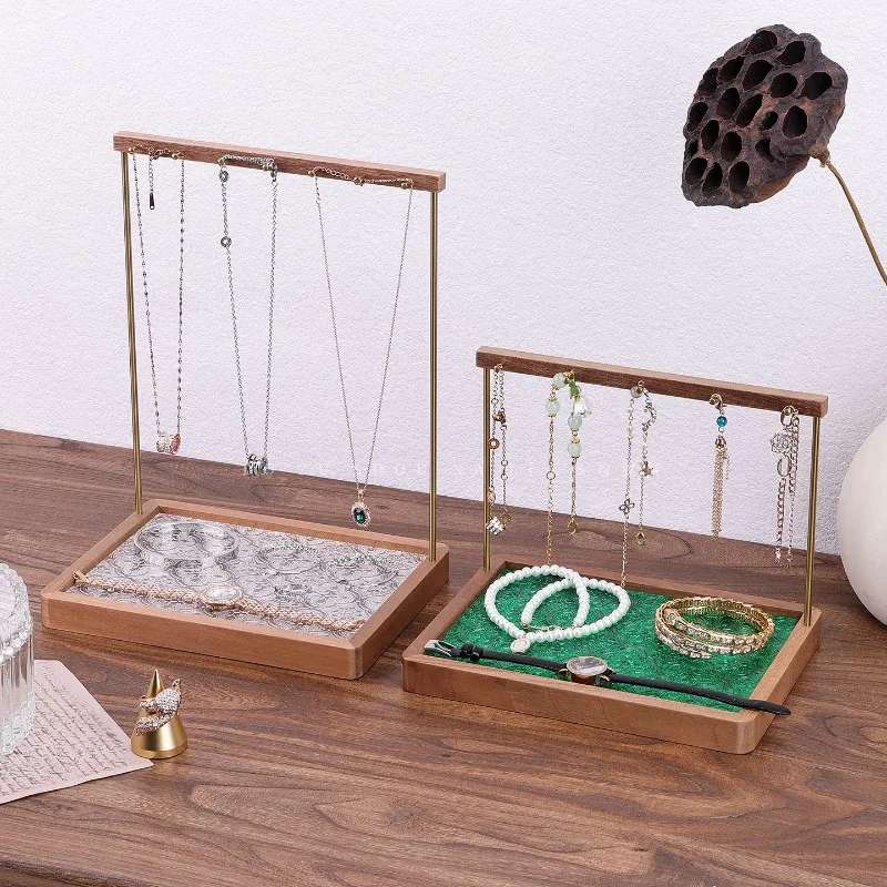 Solid Wood Jewelry Stand Jeweler Counter Display Holder Bracelet Earrings Necklace Ring Showcase Shelf Exhibitor Jewellery Rack