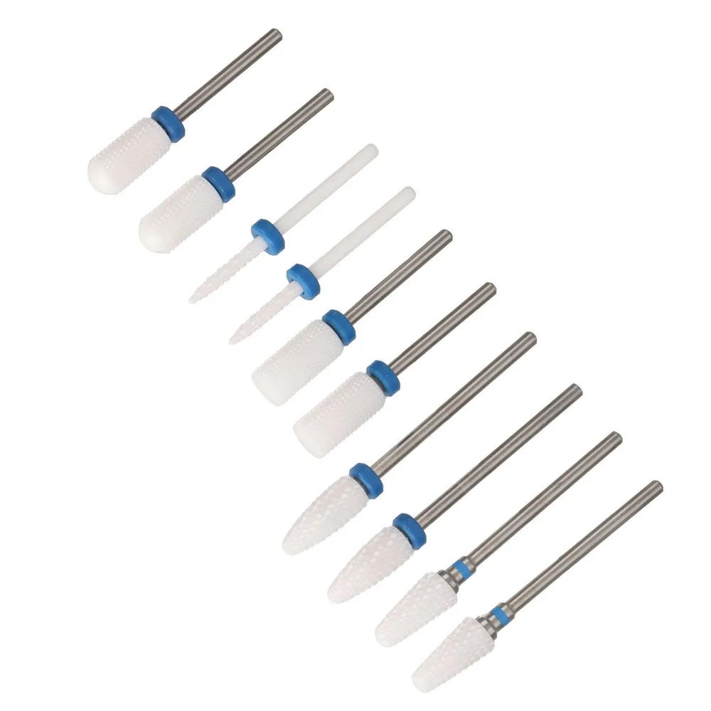 10pcs Ceramic Ceramic Nail Drill Bit Set Gel & Acrylic Nail Grinding Bits Nail Grinding Bits Ideal For Novice, Home And Salon