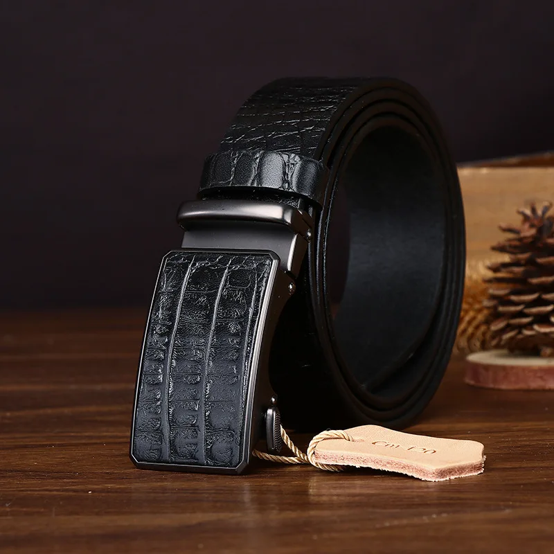 Automatic buckle belt men's high-end light luxury crocodile embossed genuine cowhide fashion casual formal suit trousers belt