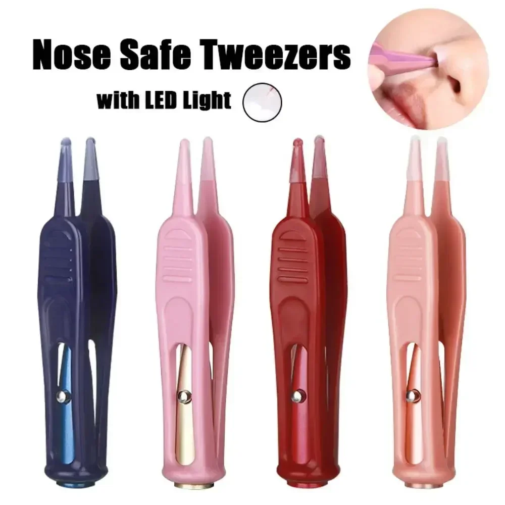 vvocci 1PC Clean Booger Clip Cleaning Supplies Baby Navel Safety Tweezers Dig Ear Nose Infants Safe Forceps With LED Light