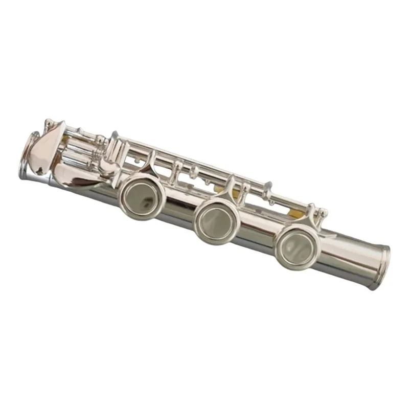 17 Hole Flute B-shaped Tail Feet Joint, Silver Plated 20mm Diameter Second Section Connector, Sturdy Flute Maintenance Accessory