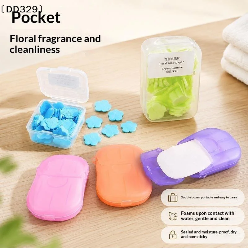 Travel Hand-washing Soap Paper Multifunctional Aroma Sliced Cleaning Paper Disposable Boxed Mini SoapDD329
