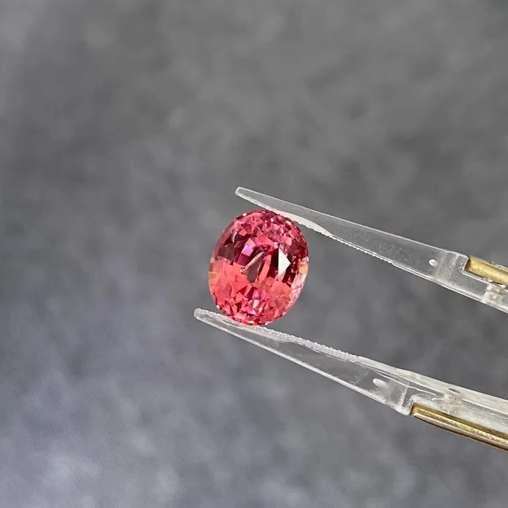 1PC 9x11mm Lab Grown Oval Pink Padparadscha Gemstone