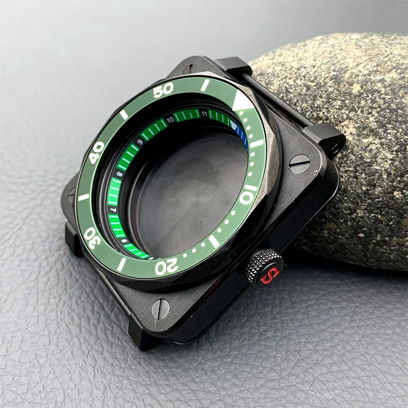 Mod SKX007 Pilot Cockpit Square Watch Case Fits 7S 4R NH35 NH36 Movement SKX007 SRPD 20ATM Waterproof Men Diving Replace Case