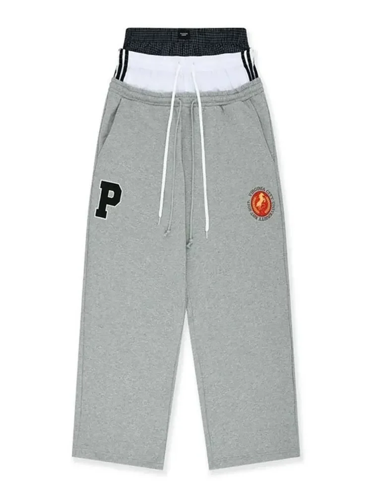 Protocol Index Design Loose Sweatpants Embroidered Casual Pants