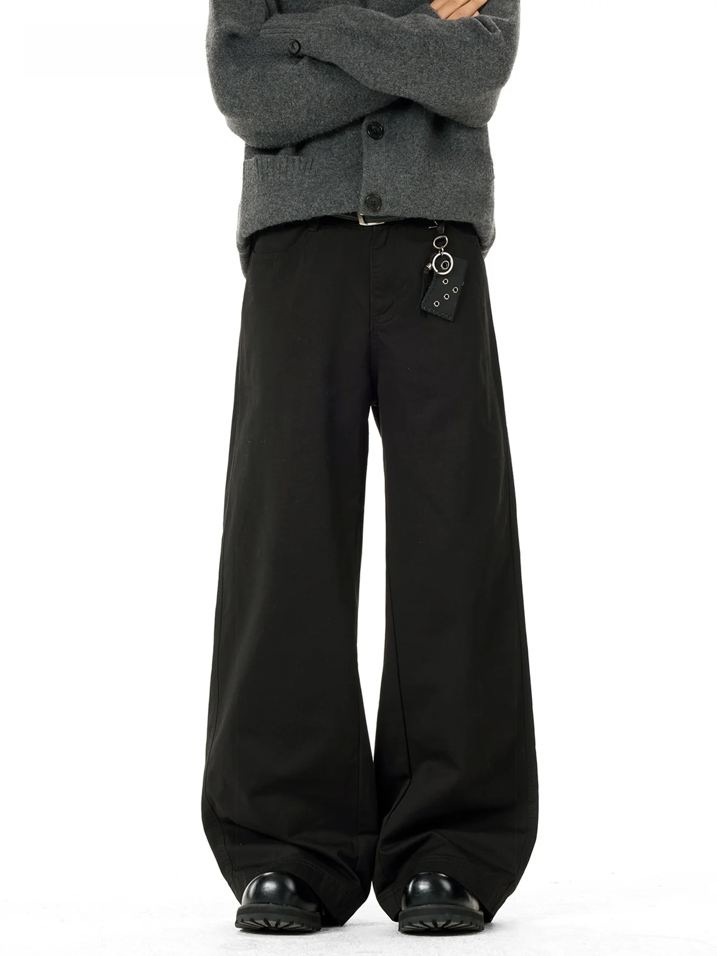 SDMADE American Style Casual Pants Men Women High Waist Wide Leg Commute Knife  Cotton Blend Comfortable Straight Cut