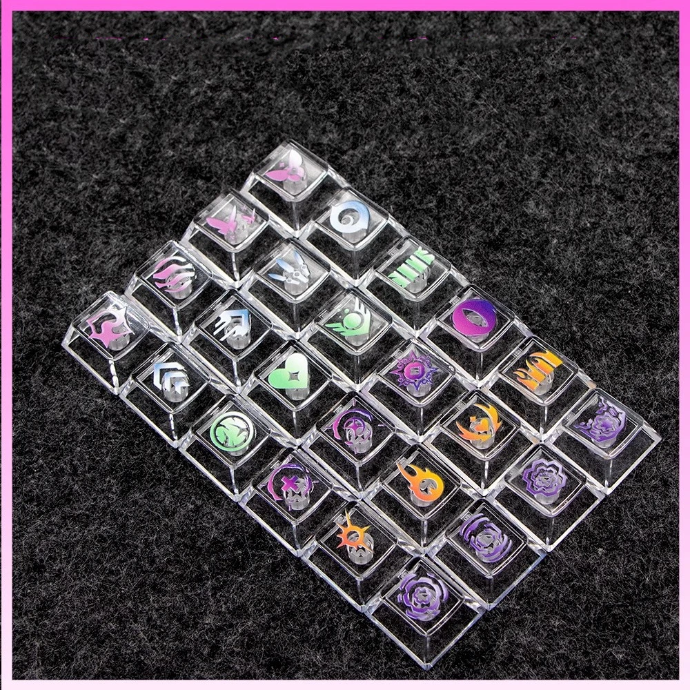 4 Keys/pack VALORANT Hero Skill Keycaps PC Material Translucent Key Caps Cherry Profile Backlit Keycap Jett Smoggy Reyna Sage