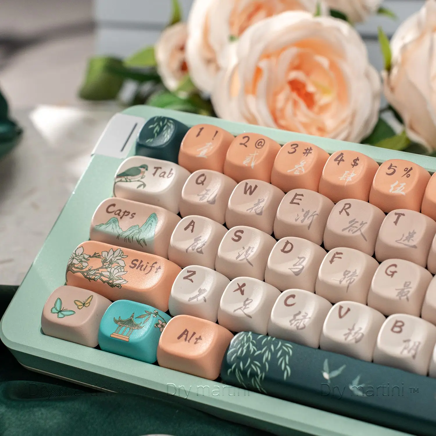 131 Key Spring Walk Theme Keycaps Moa Key Cap PBT CherryMOA Profile Custom Original Keycap for Mechanical Keyboard Accessory