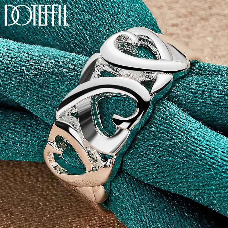 DOTEFFIL 925 Sterling Silver Love Heart Ring For Woman Wedding Engagement Party Fashion Charm Jewelry