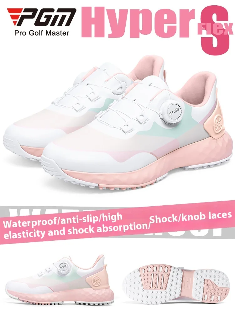 PGM Golf Shoes Women's Waterproof Shoes Knob Lace Sports Shoes Anti Slip Nails Golf Shoes XZ349