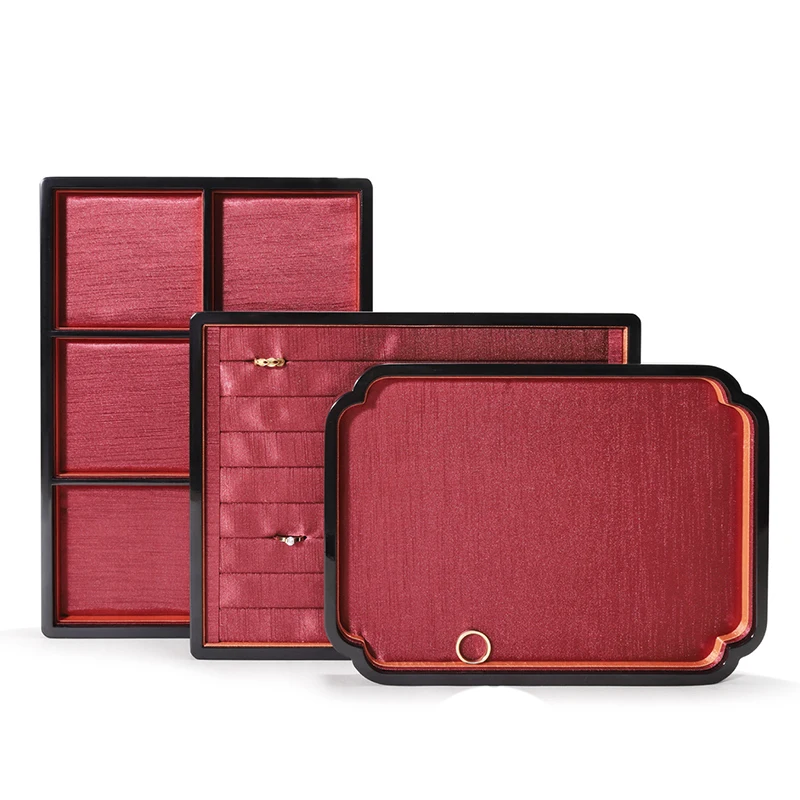 Painted finish jewelry display tray, bracelet necklace ring display tray, red sample display props