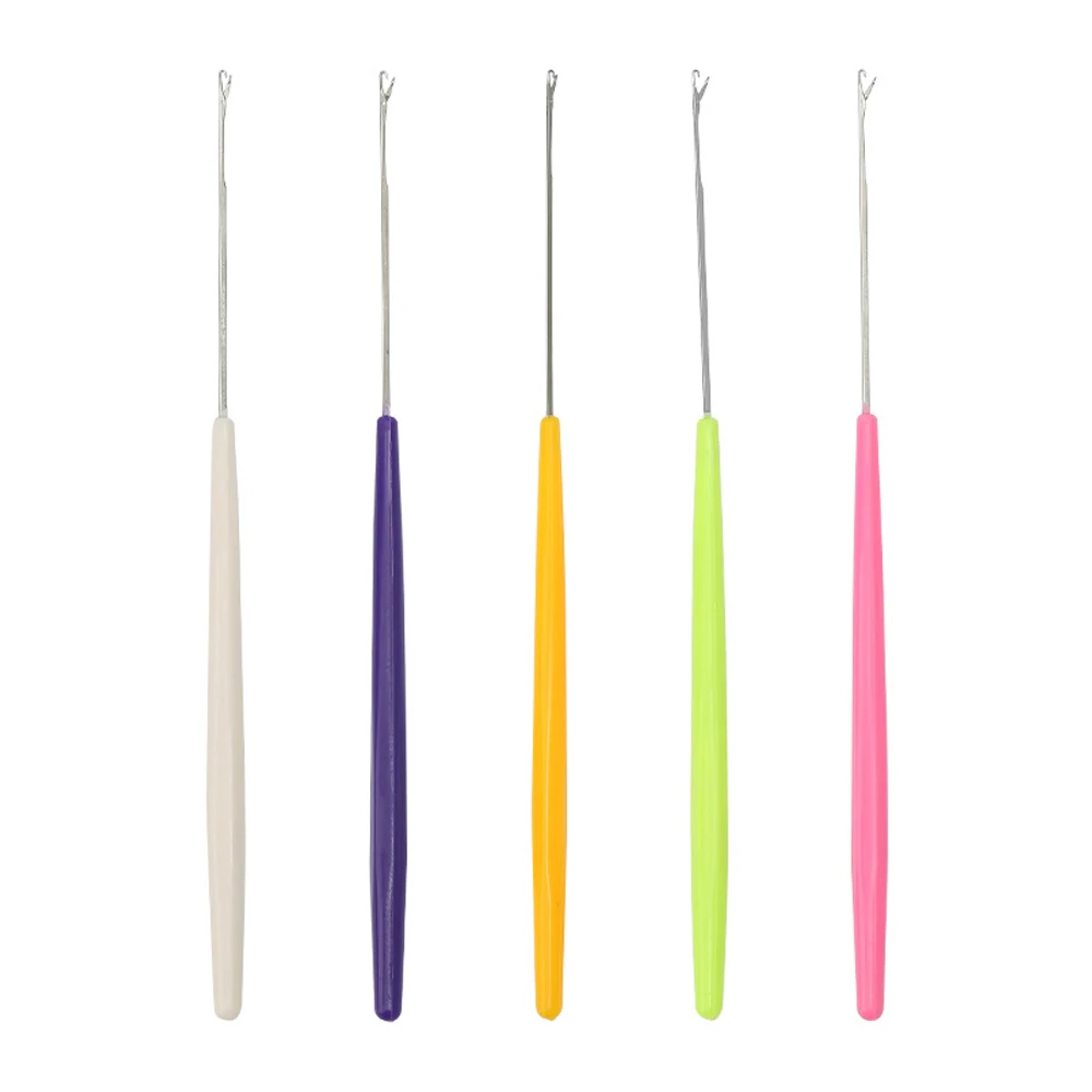 Plastic Handle Small Crochet Hook with Tongue Sweater Shoes Beading Wig Knit Sewing Tools For Hair Weaving Dreadlock Extension