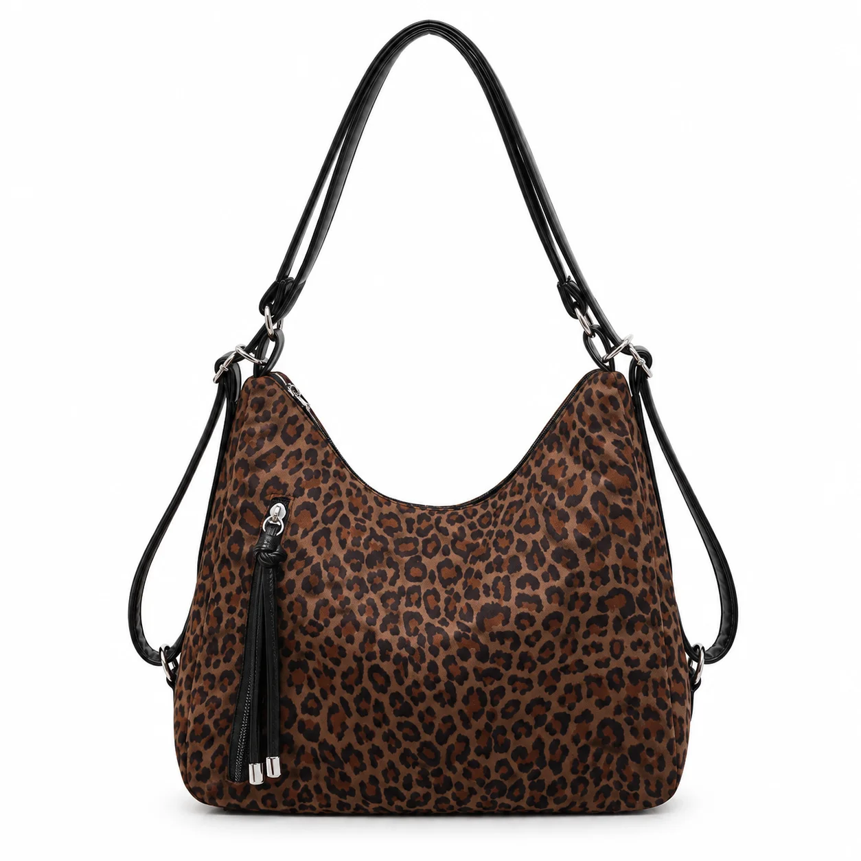 Leopard Print Suede Shoulder Tote Bag for Women Slouchy Casual Multi-Purpose Fashion Travel Bag