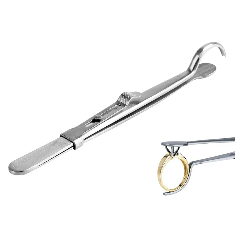 Head and Shank Tweezers Reverse Action Self-Locking Ring Soldering Tool Stainless Steel Jewelry Soldering Clamp for Rings