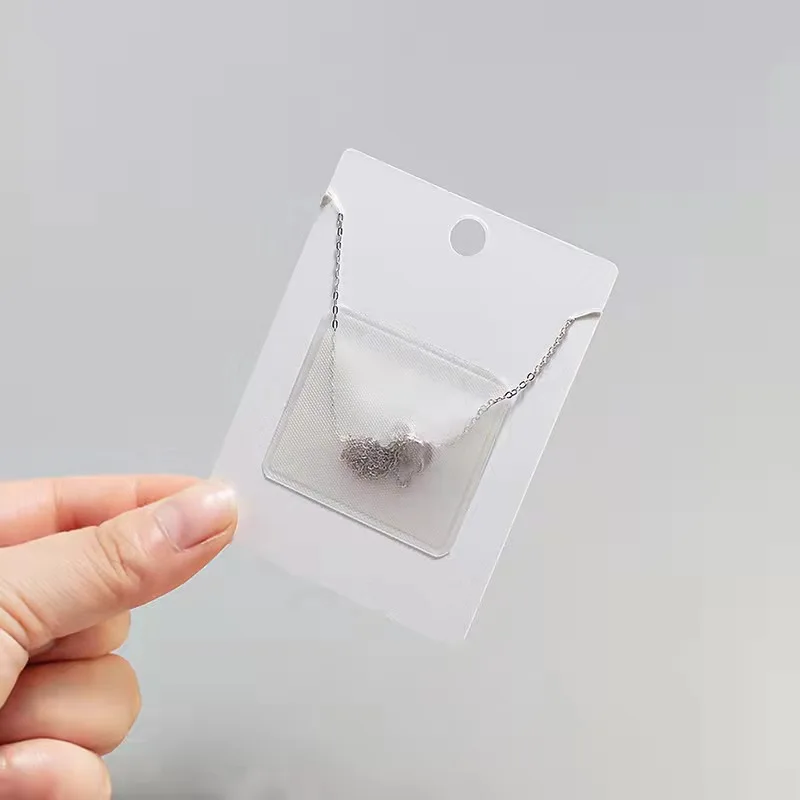 100pcs Chain Necklace Packaging Back Sticker Bag Self-adhesive Plastic Pouches 4.2*3.7cm DIY Handmade Jewelry Packing Wholesale