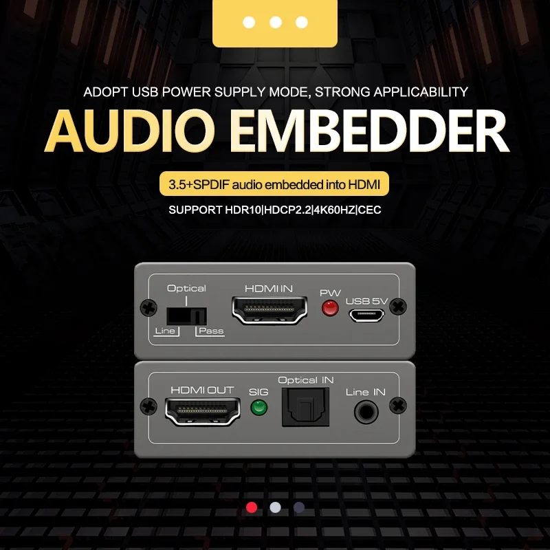 HDMI Audio Converter 4K 60Hz HDMI Audio Extractor adaptor Video Audio Splitter Embedder Adapter video synth Support CEC HDR10