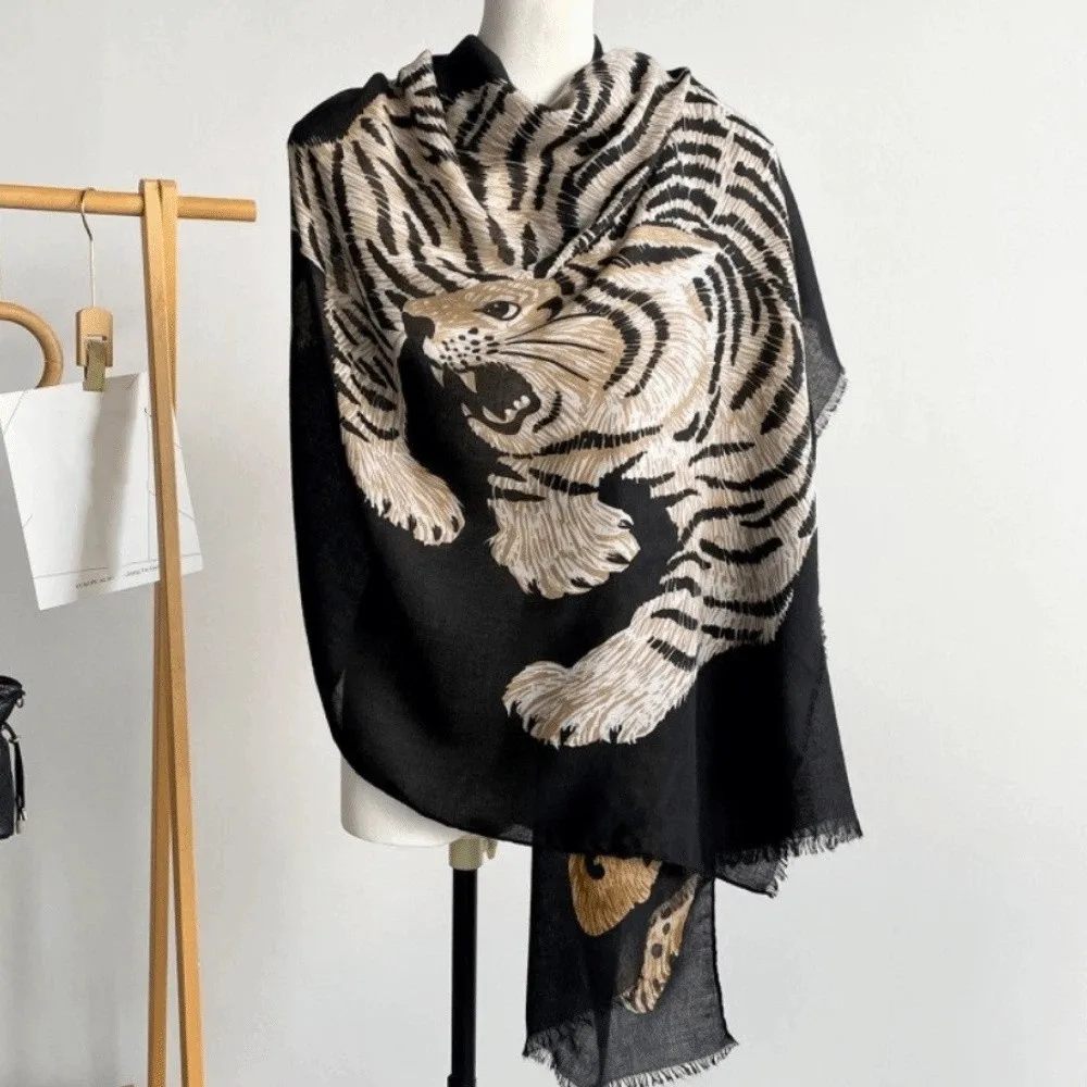 Leopard Sunscreen Cover-up Old Money Style Sun Protection Long Cover Scarf Temperament Tiger Print Draped Cardigan Women