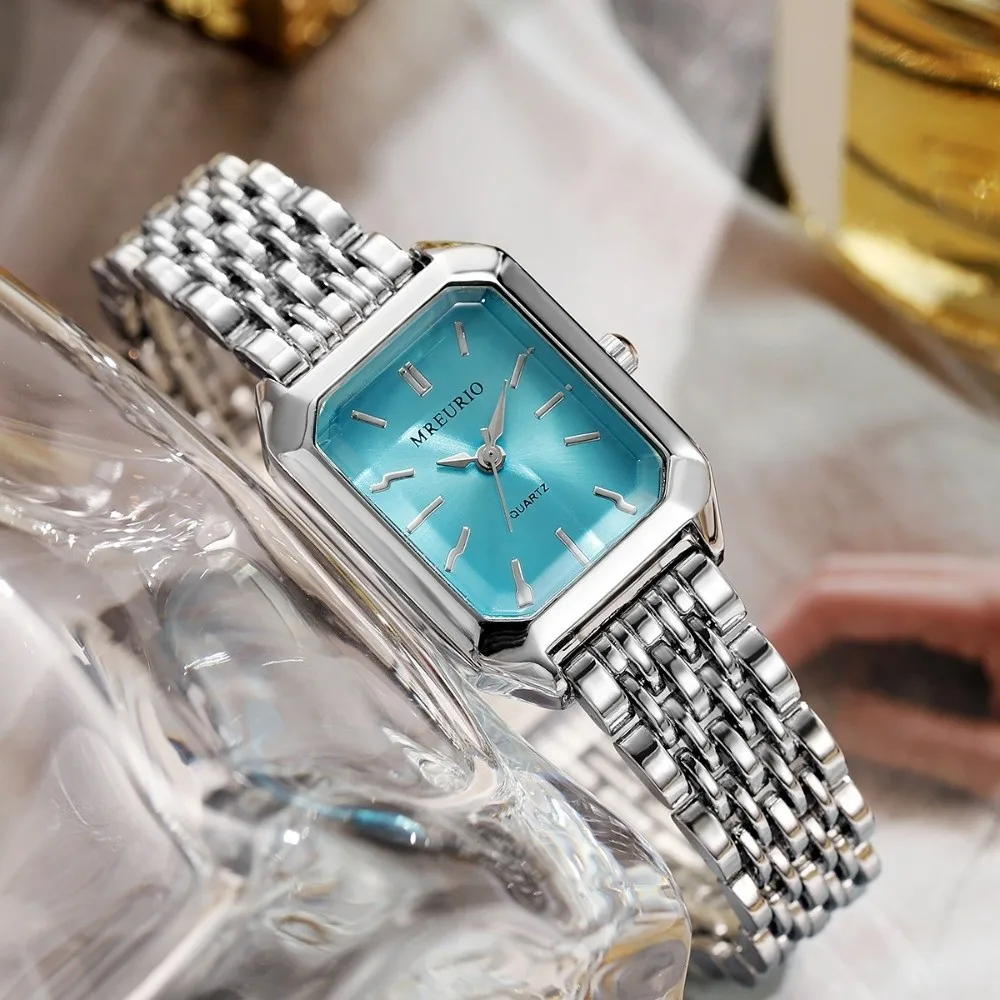 Fashion Stainless Steel Quartz Watches Quartz Square Women Wristwatch Luxury Gift Folding buckle Strap Watch Women