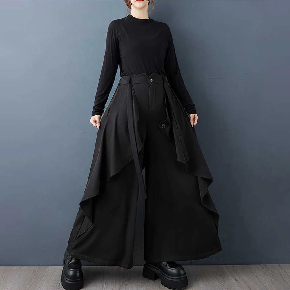 XS-5XL Winter New Men's Solid-Color Culottes American Retro Fashion Trend High Street Casual Loose Simple Men's Bottoms