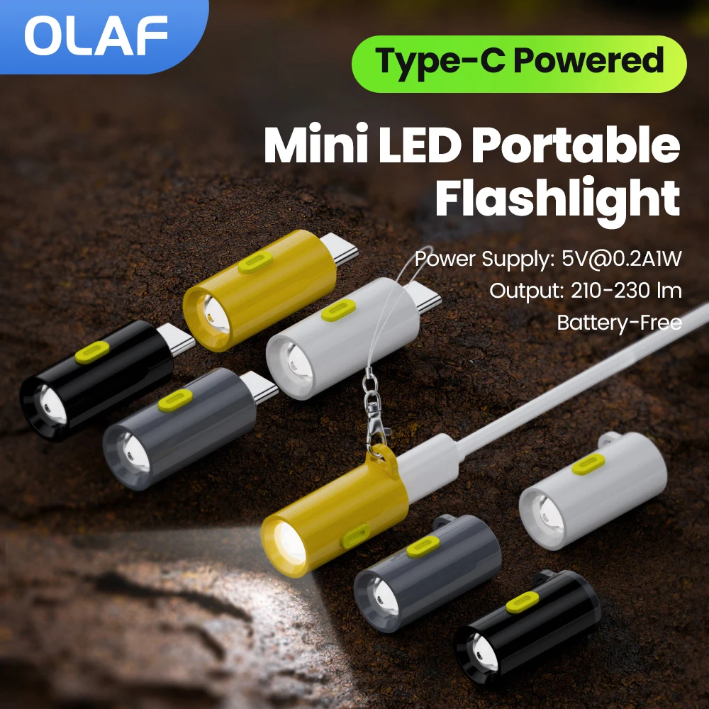 Type C Powered Mini LED Flashlight Portable High Brightness Small LED Light Torches For Home Outdoor On Travel Use Flashlight