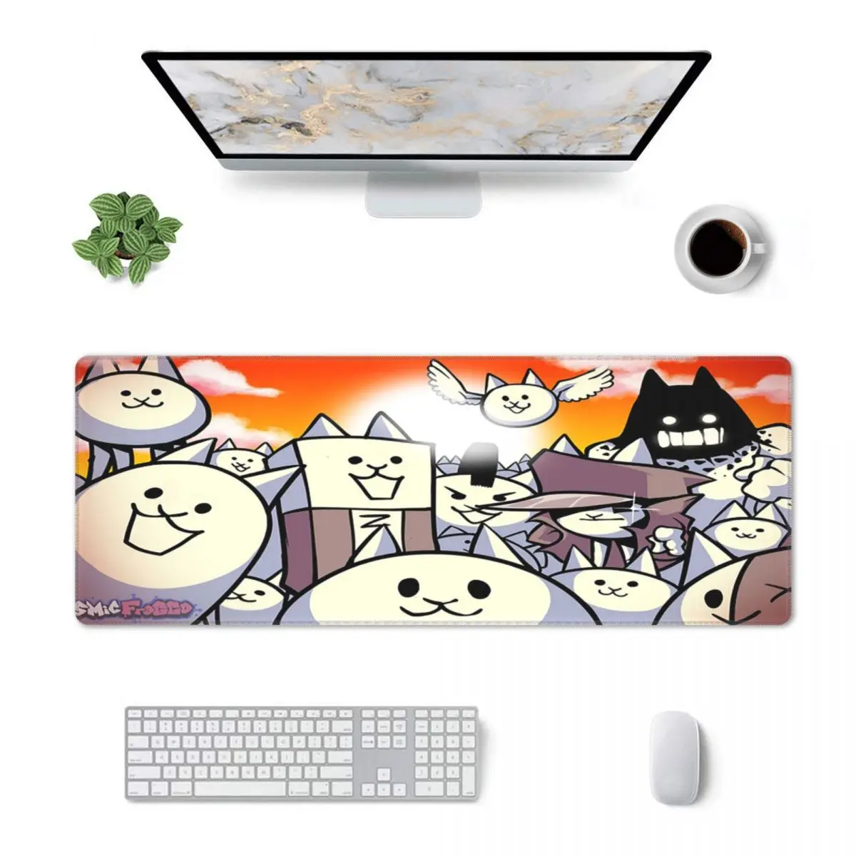 Large Mouse Pad Battle Cats Doddle Gamer PC Laptop Mats Keyboard Carpet Computer Gaming Office Accessories Desk Mat