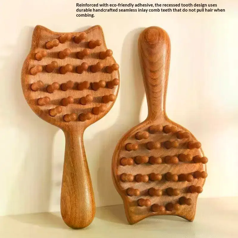 Sandalwood Scalp Massage Comb 28 Coarse Toothed Gua Sha Brush Hair Body Guasha Scraping Meridian